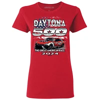 Women's Checkered Flag Sports  Red 2024 Daytona 500 Graphic Car T-Shirt