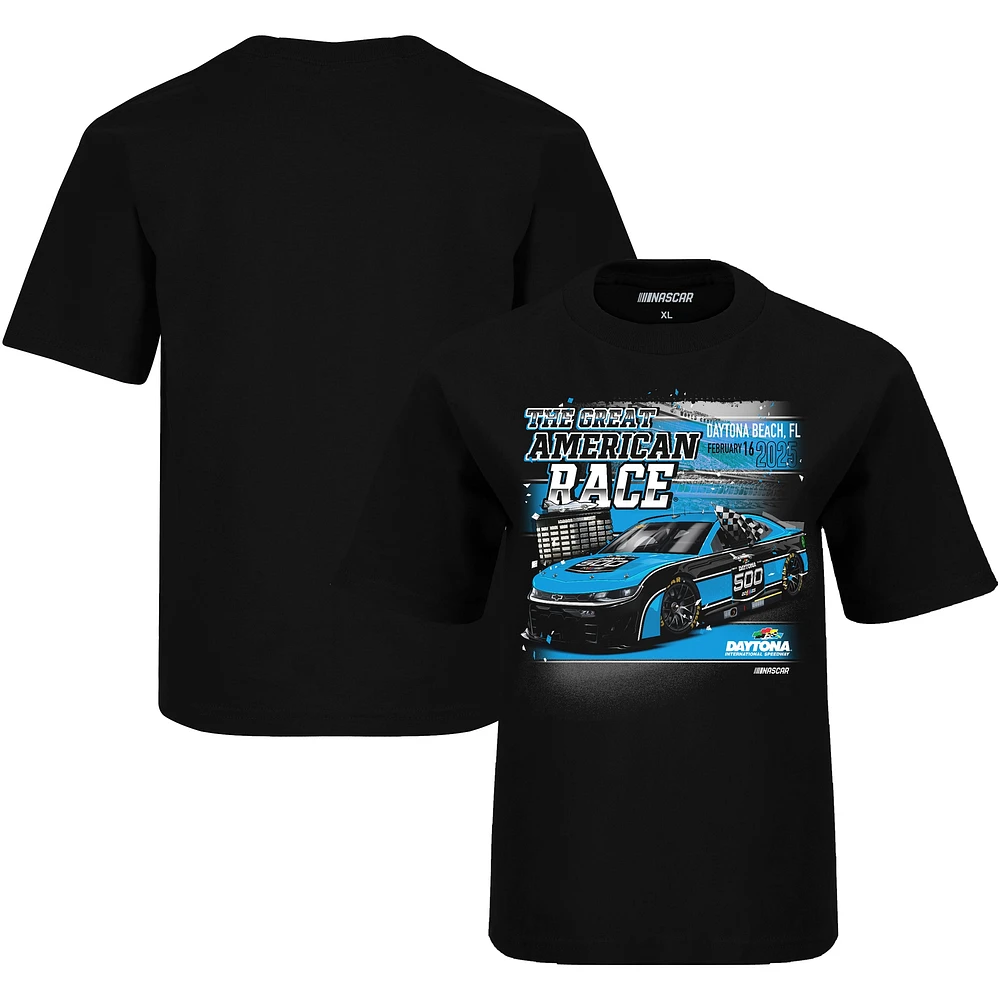 Youth Checkered Flag Sports Black Daytona International Speedway 2025 500 Graphic T-Shirt