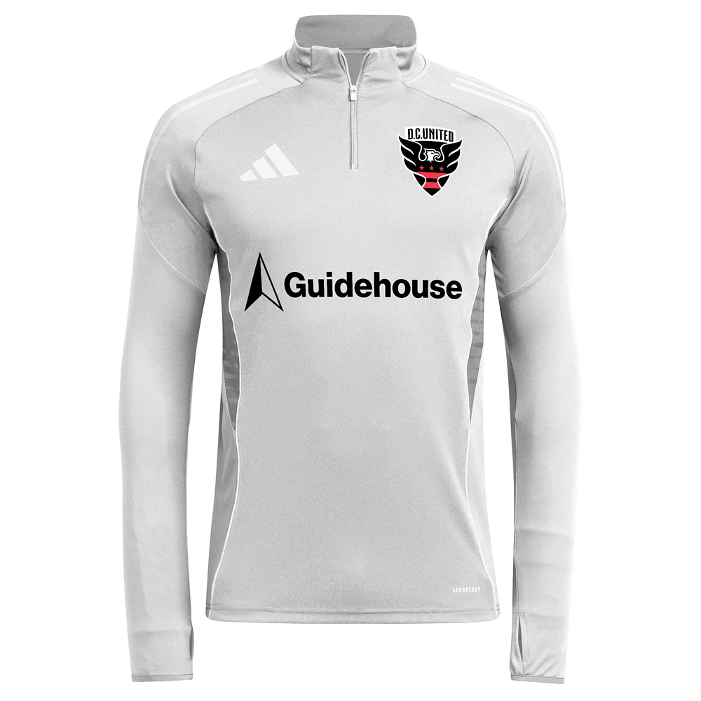 Men's adidas  Silver D.C. United 2025 Quarter-Zip Long Sleeve Training Top