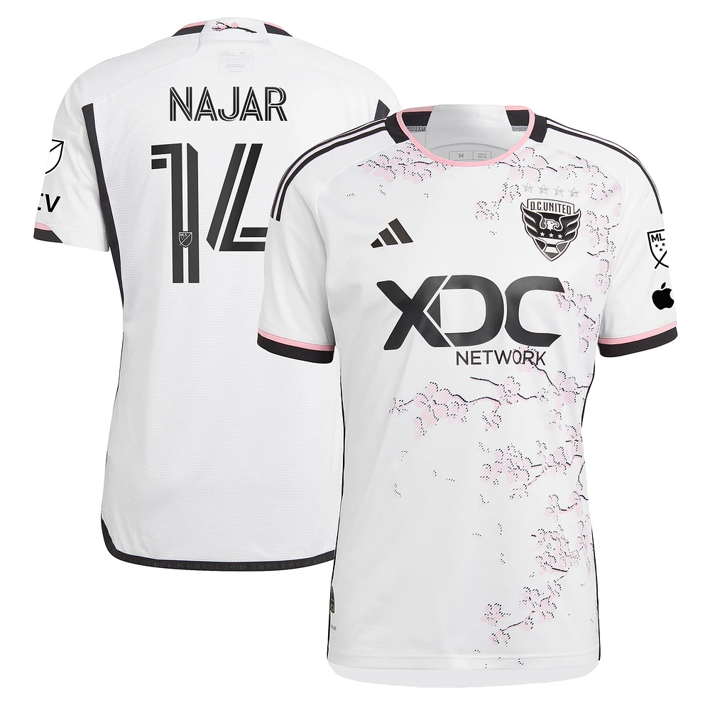 Men's adidas Andy Najar White D.C. United 2023 The Cherry Blossom Kit Authentic Player Jersey