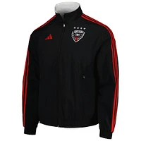 Veste d'équipe réversible à glissière intégrale D.C. United 2023 On-Field Anthem adidas pour homme Noir/Blanc