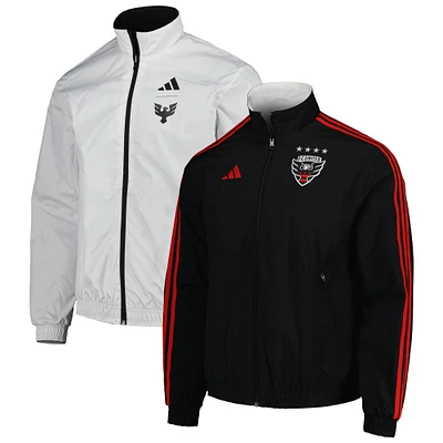 Veste d'équipe réversible à glissière intégrale D.C. United 2023 On-Field Anthem adidas pour homme Noir/Blanc