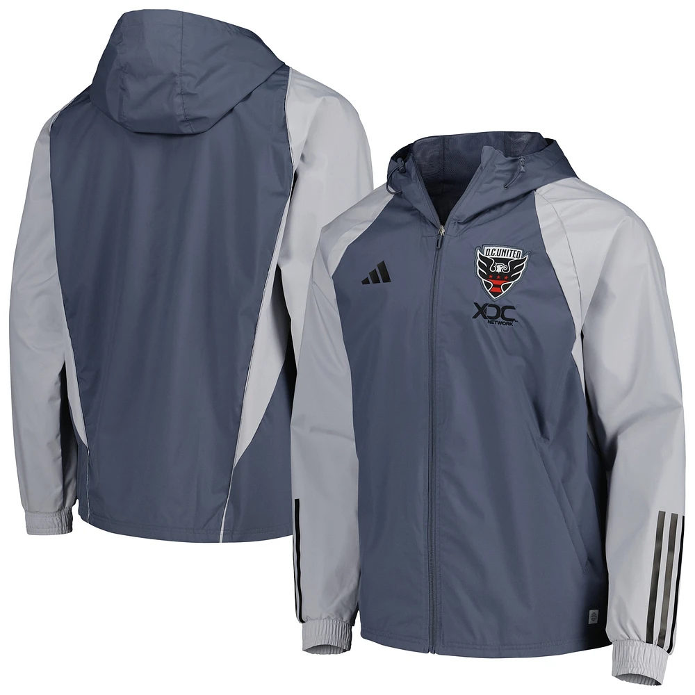 Veste à capuche raglan adidas Charcoal D.C. United All-Weather pour homme