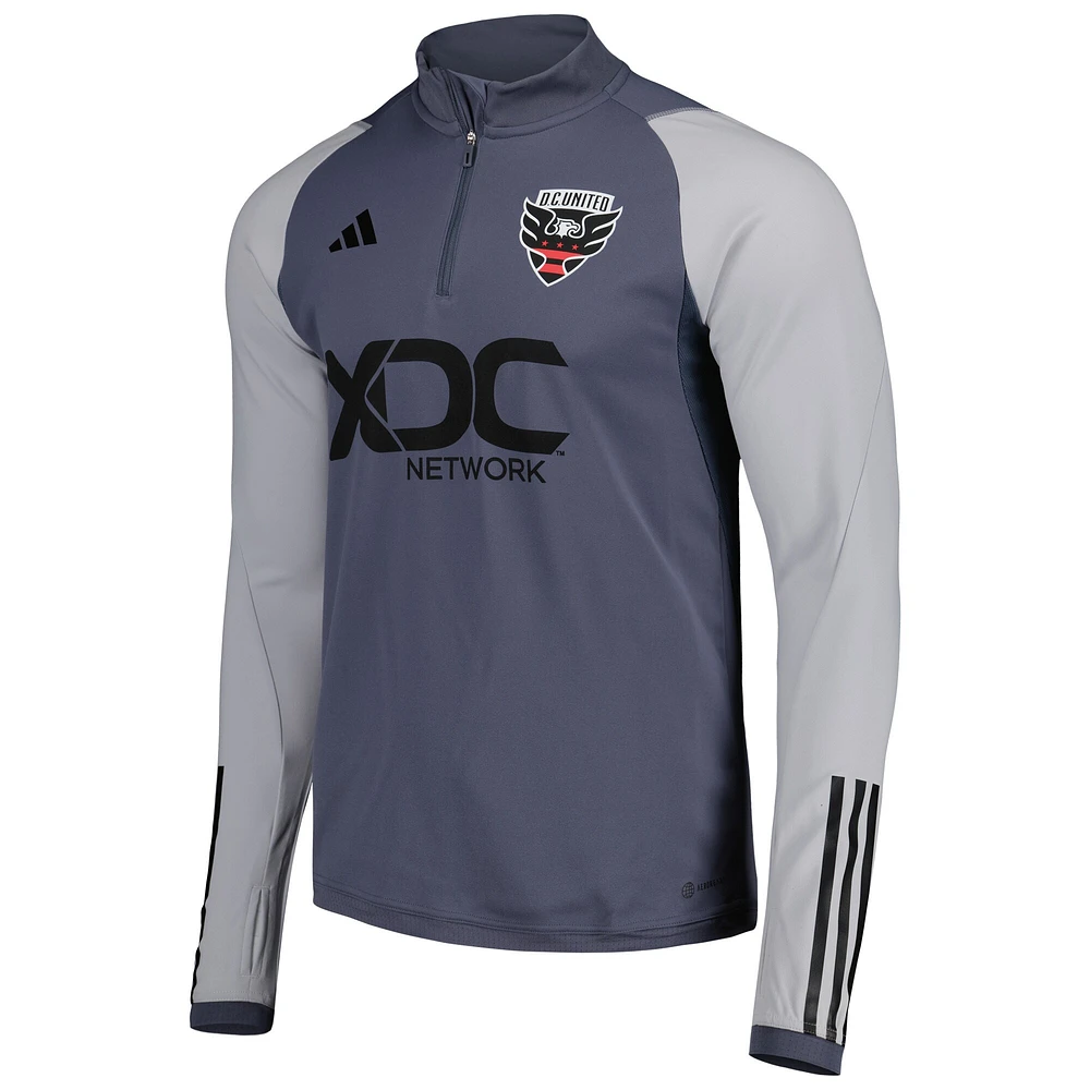 Men's adidas Gray D.C. United 2023 On-Field AEROREADY Quarter-Zip Training Top