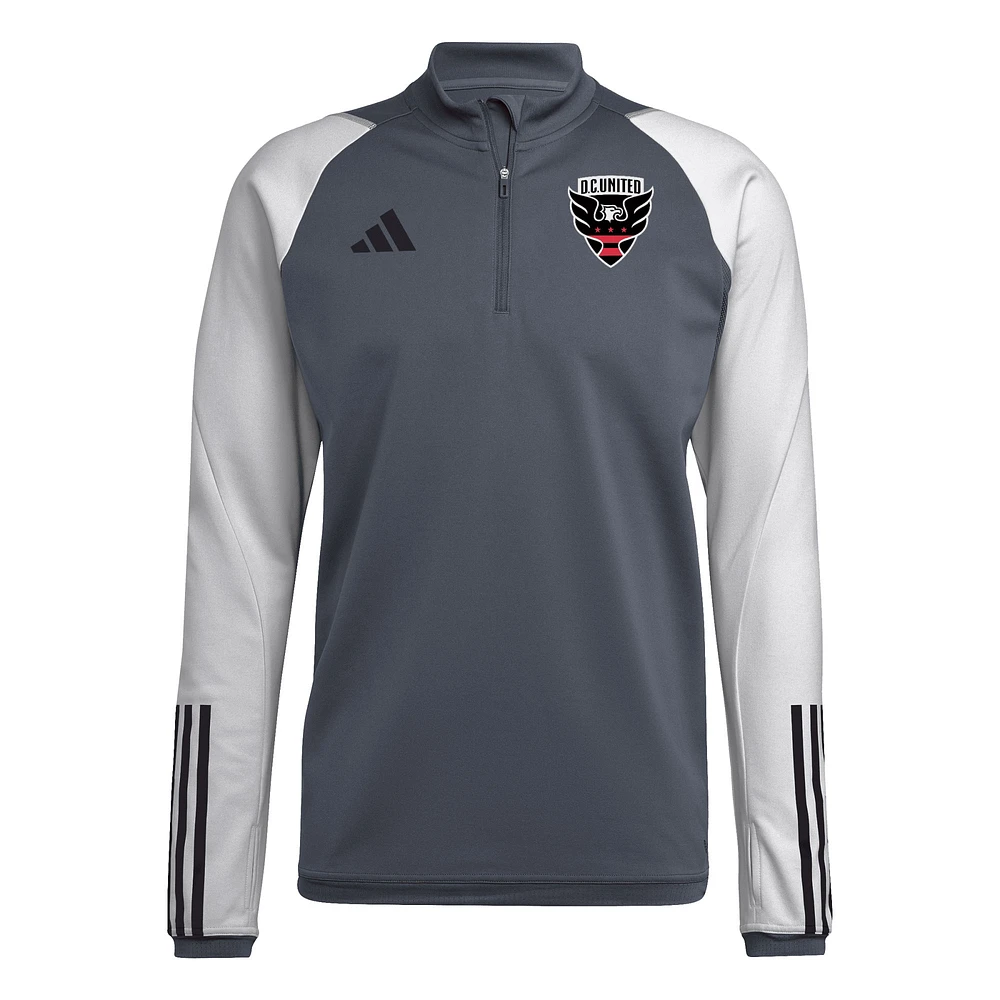 Haut d'entraînement à quart de zip adidas D.C. United 2024 On-Field AEROREADY pour homme, gris