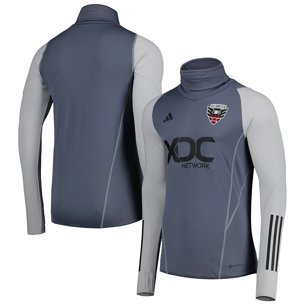 Men's adidas Gray D.C. United Warm Raglan COLD.RDY Top