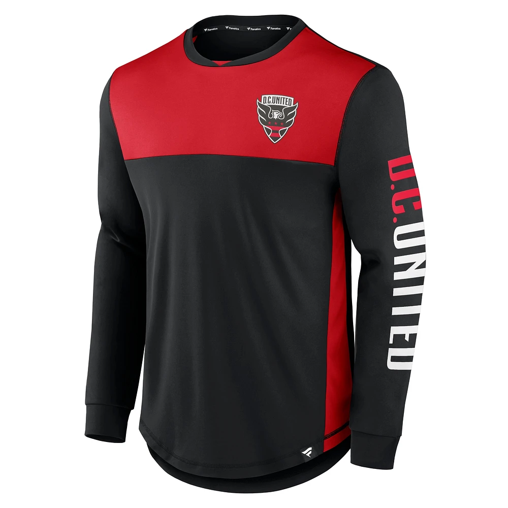 T-shirt à manches longues D.C. United Striker noir/rouge de marque Fanatics pour homme