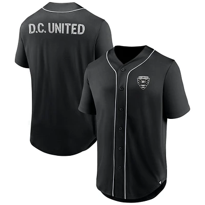 Maillot de baseball boutonné à la mode troisième période D.C. United marque Fanatics pour hommes, noir