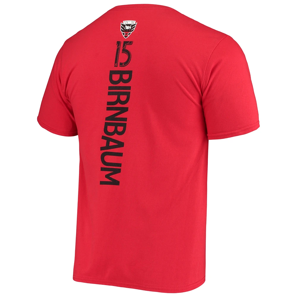 Fanatics pour hommes Steve Birnbaum Red D.C. United Backer Nom et numéro T-shirt