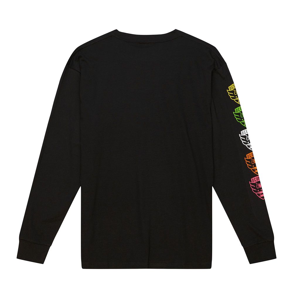 Men's Mitchell & Ness Black D.C. United Papel Picado Long Sleeve T-Shirt