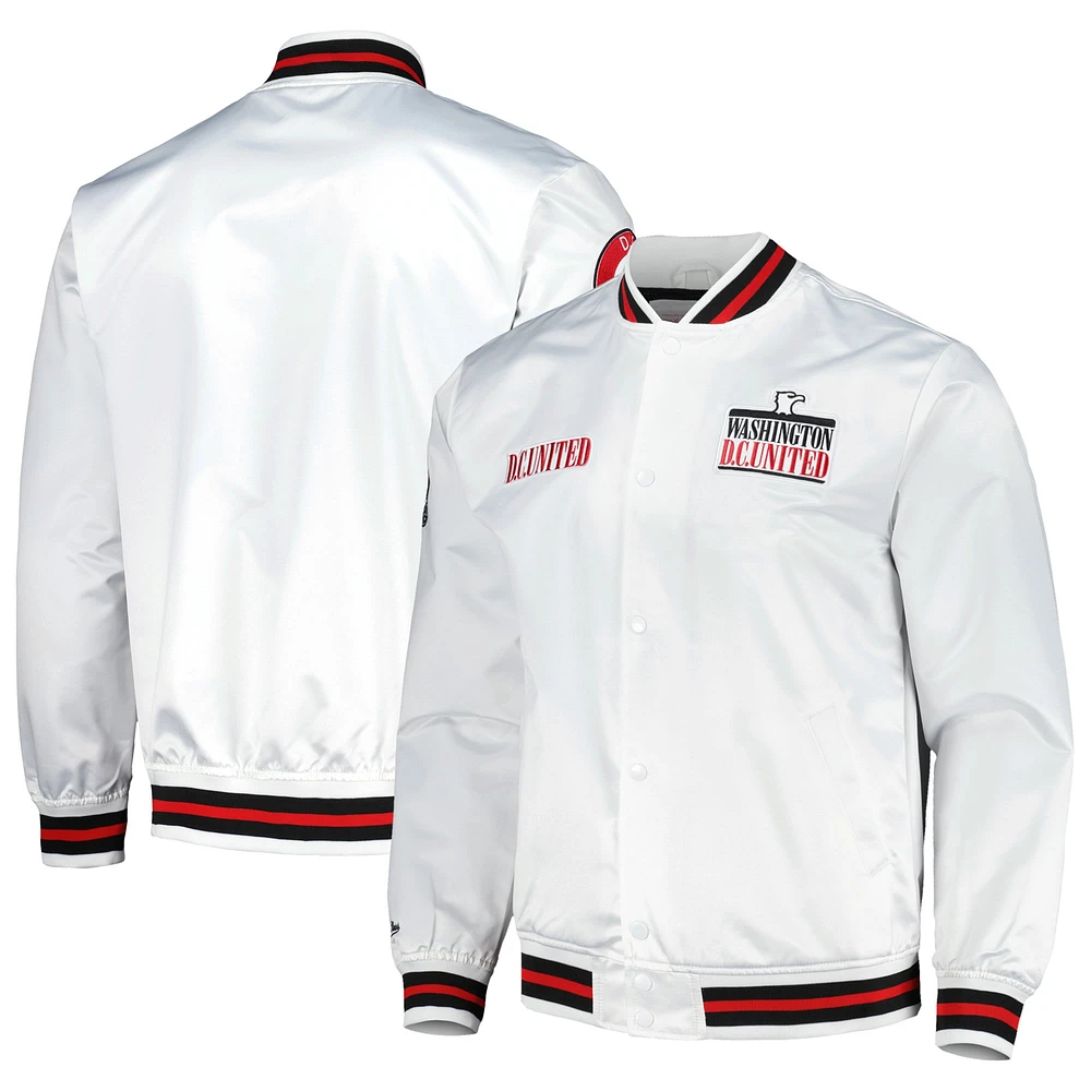 Veste en satin à boutons-pression D.C. United City blanc Mitchell & Ness pour homme