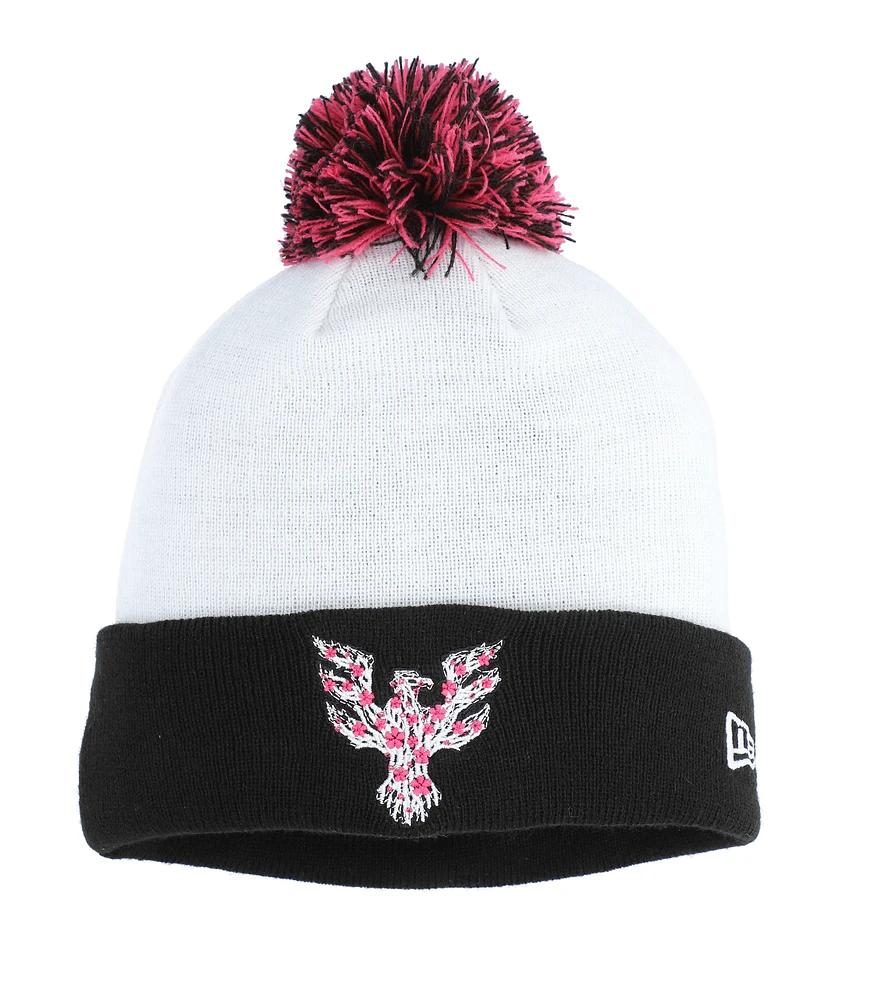 Bonnet en tricot à revers et crochet en jersey New Era blanc D.C. United pour hommes avec pompon