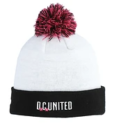 Bonnet en tricot à revers et crochet en jersey New Era blanc D.C. United pour hommes avec pompon