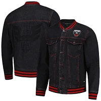 Blouson aviateur boutonné en denim D.C. United noir The Wild Collective pour homme