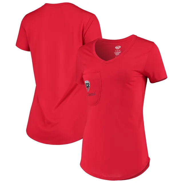 Atlanta Falcons 5th & Ocean by New Era Women's Burnout Wash Stripe V-Neck T- Shirt - Red