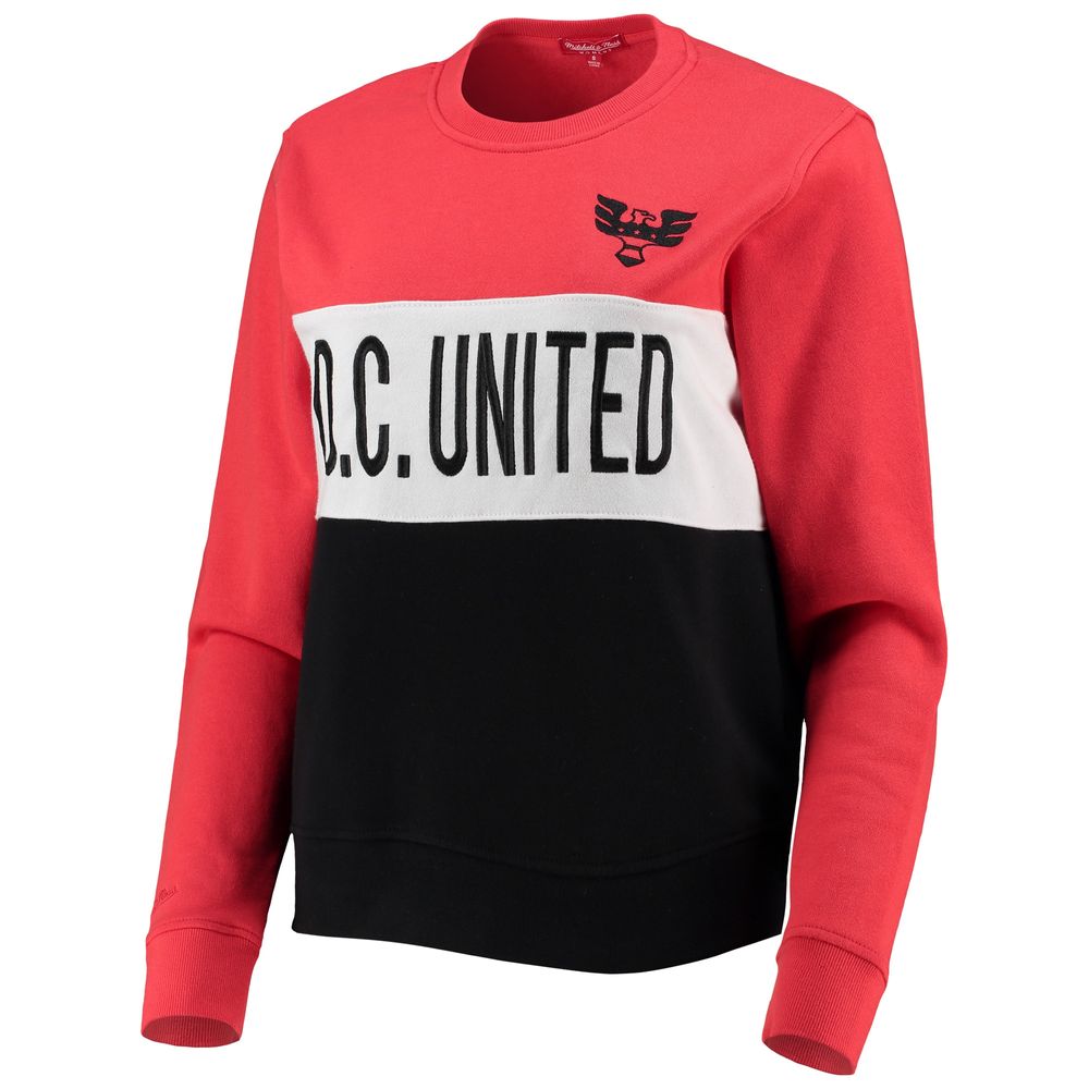 Women's Mitchell & Ness Black D.C. United Color Block Pullover Sweatshirt