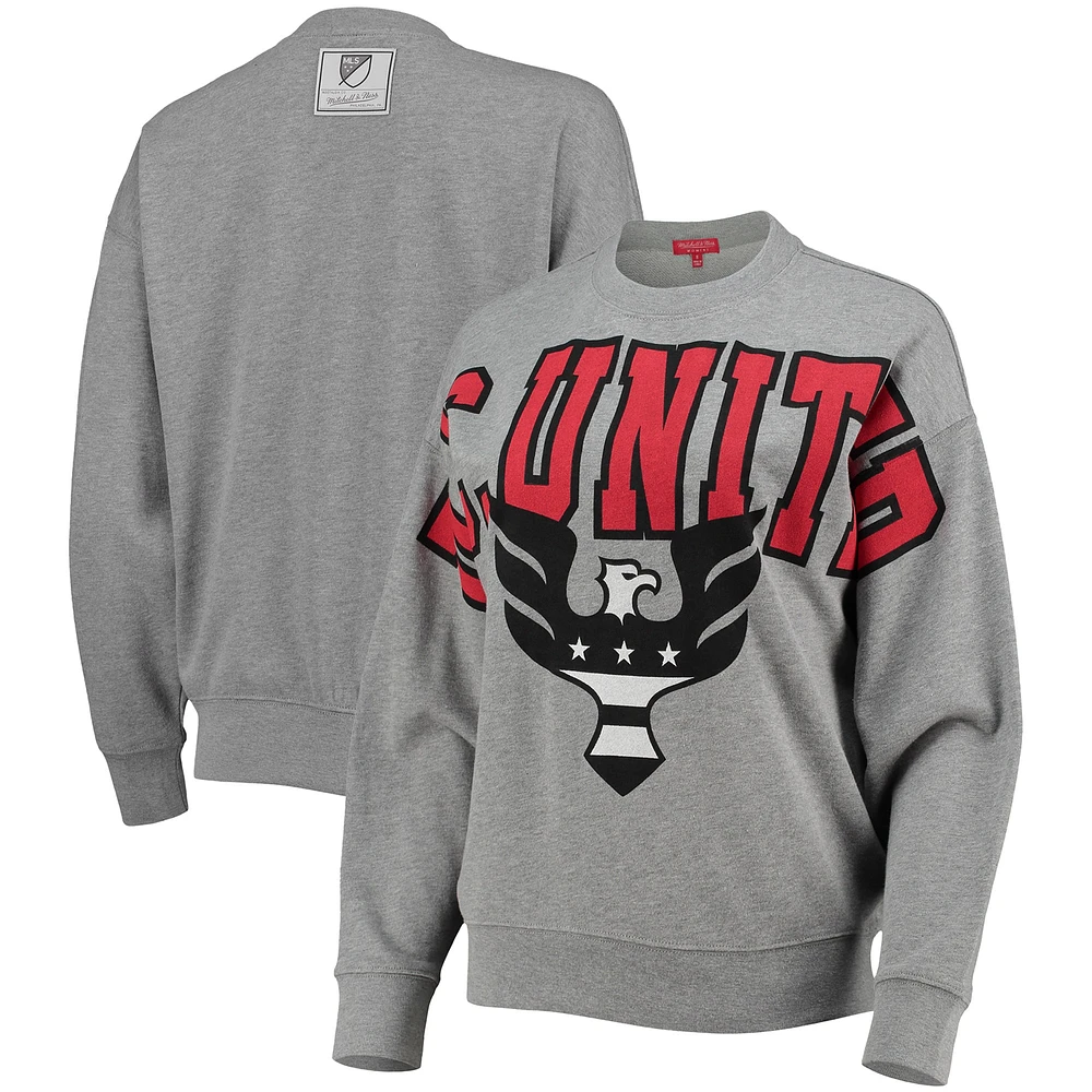 Women's Mitchell & Ness Heathered Gray D.C. United Logo Fleece Pullover Sweatshirt