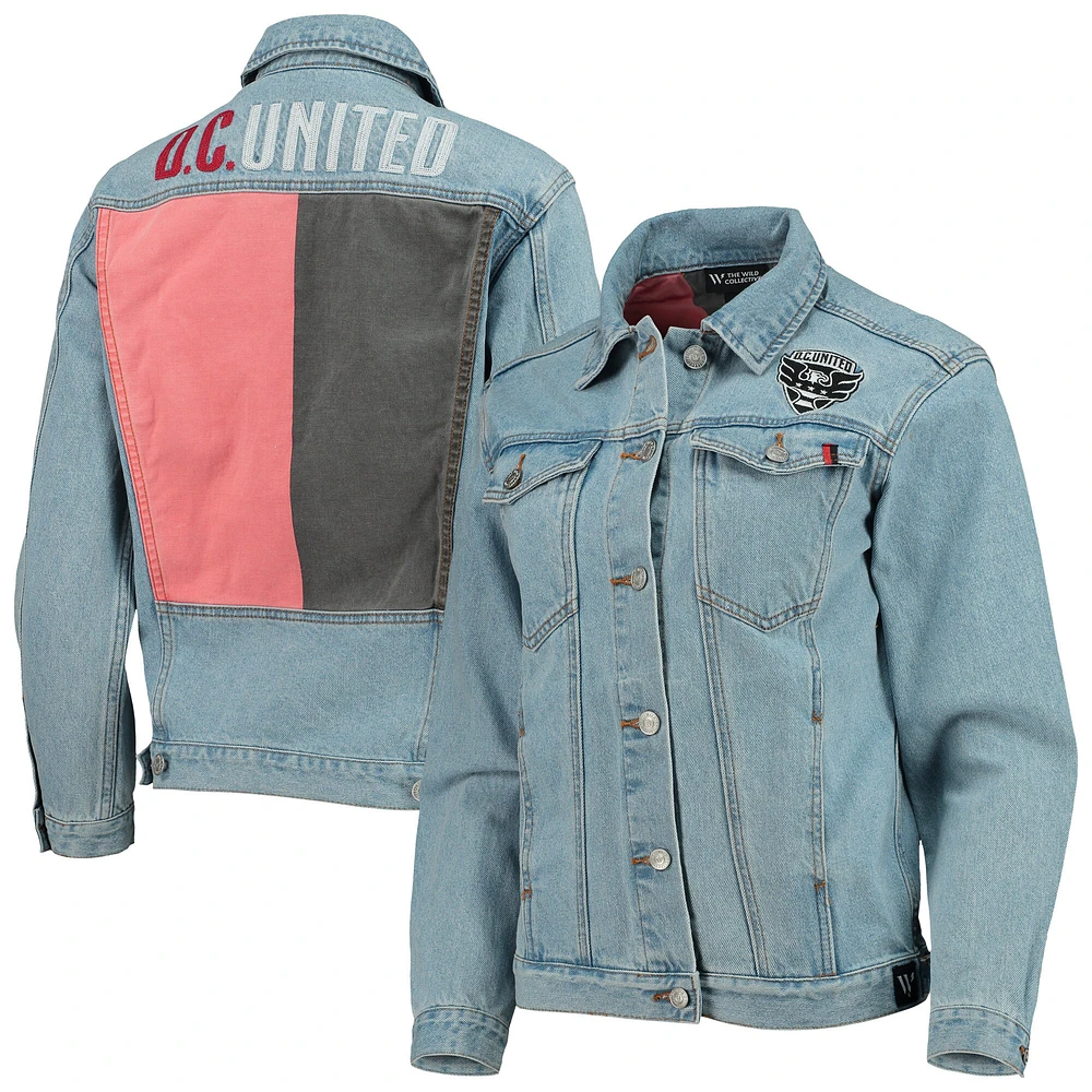 Veste boutonnée en denim bleu à imprimé D.C. United The Wild Collective pour femme