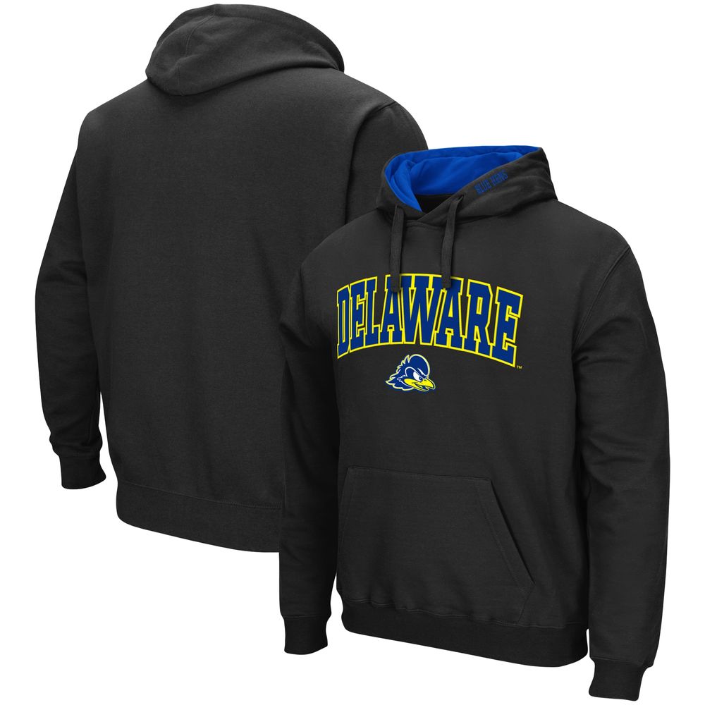 Men's Colosseum Black Delaware Fightin' Blue Hens Arch and Logo Pullover Hoodie