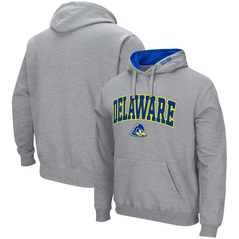 Colosseum Heathered Grey Delaware Fightin' Blue Hens Arch & Logo 3.0 Pull à capuche pour hommes