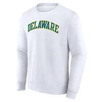Men's Fanatics White Delaware Fightin' Blue Hens Short Name Pullover Sweatshirt
