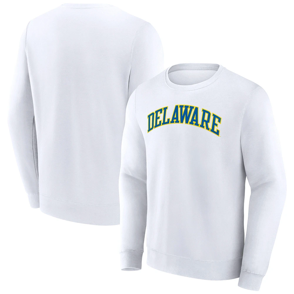 Men's Fanatics White Delaware Fightin' Blue Hens Short Name Pullover Sweatshirt