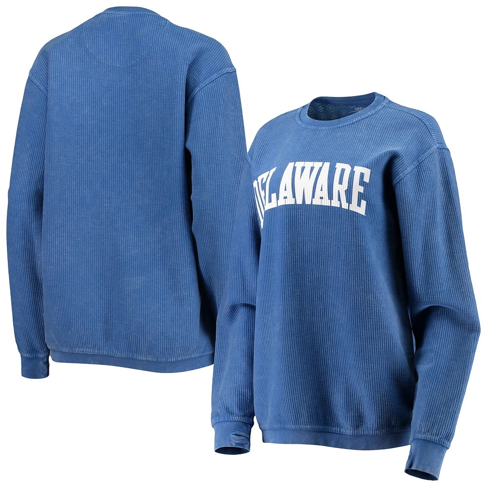 Sweat-shirt Pressbox Royal Delaware Fightin' Blue Hens Comfy Cord Vintage Wash Basic Arch pour femme