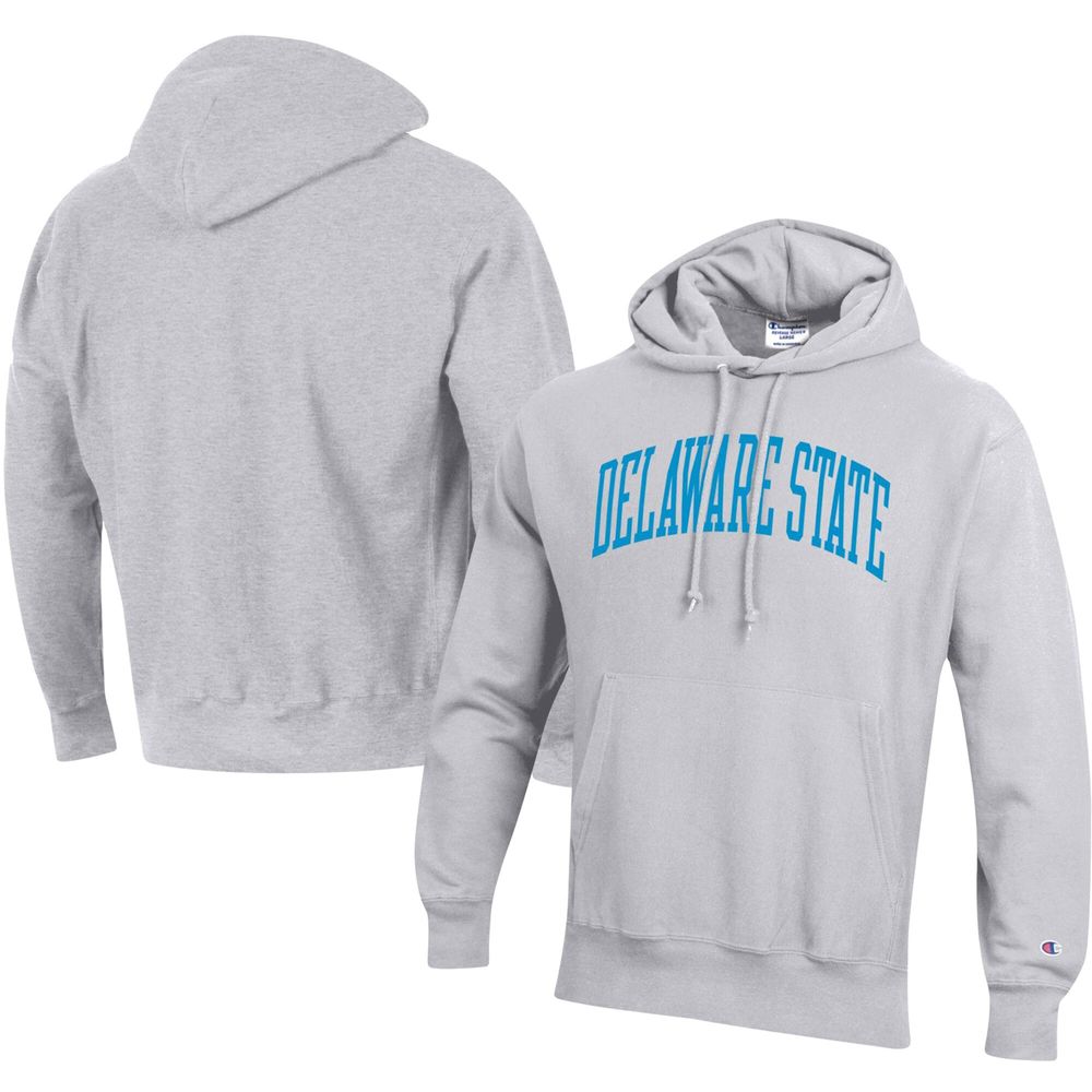 Men's Champion Gray Delaware State Hornets Tall Arch Pullover Hoodie