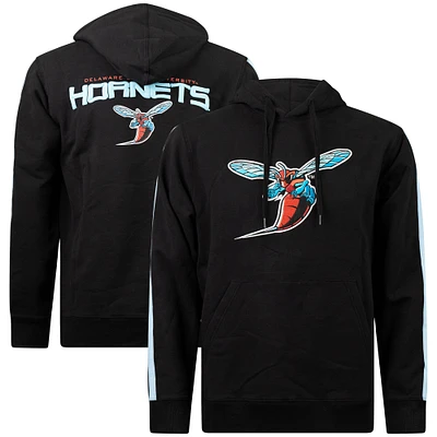 Sweat à capuche rayures surdimensionnées FISLL pour hommes, Delaware State Hornets, noir