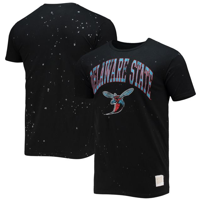 Marques d' origine Rétro Homme Noir Delaware State Hornets Bleach Splatter T-shirt