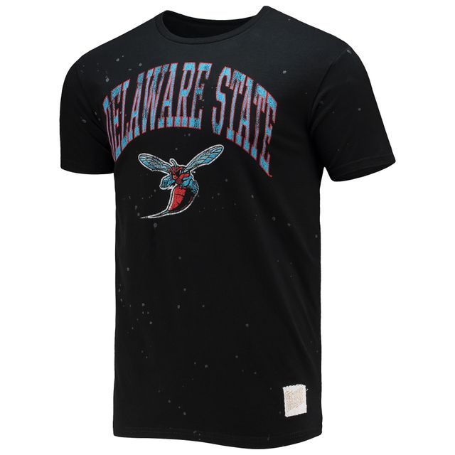 Marques d' origine Rétro Homme Noir Delaware State Hornets Bleach Splatter T-shirt