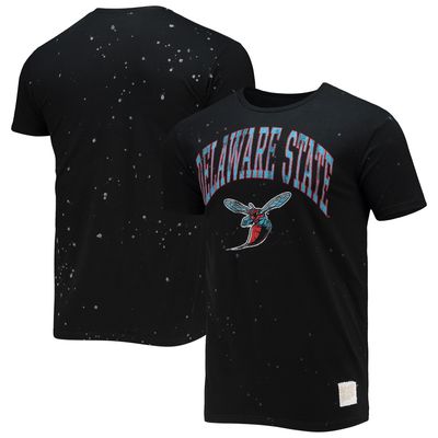 Men's Original Retro Brand Black Delaware State Hornets Bleach Splatter T-Shirt