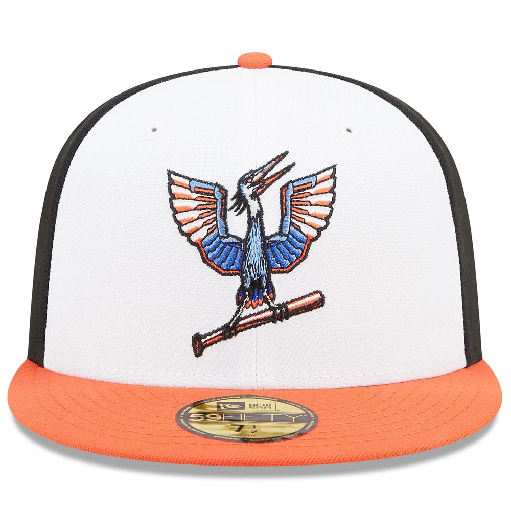 Casquette ajustée 59FIFTY Delmarva Shorebirds Marvel x Minor League New Era pour homme, noir/orange