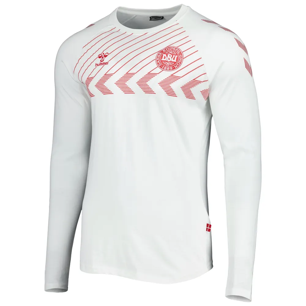 Men's White Denmark National Team Fan Raglan Long Sleeve T-Shirt