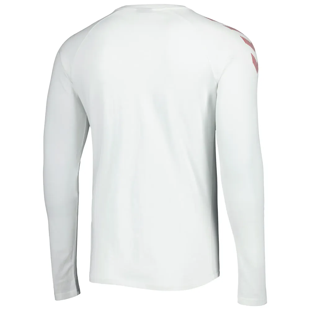 T-shirt blanc à manches longues raglan pour homme de l'équipe nationale du Danemark