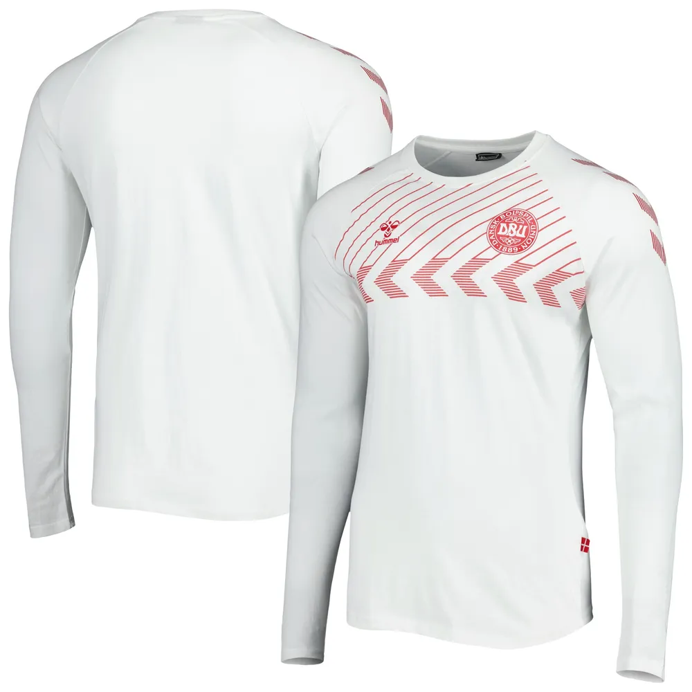 Men's White Denmark National Team Fan Raglan Long Sleeve T-Shirt