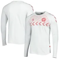 Men's White Denmark National Team Fan Raglan Long Sleeve T-Shirt