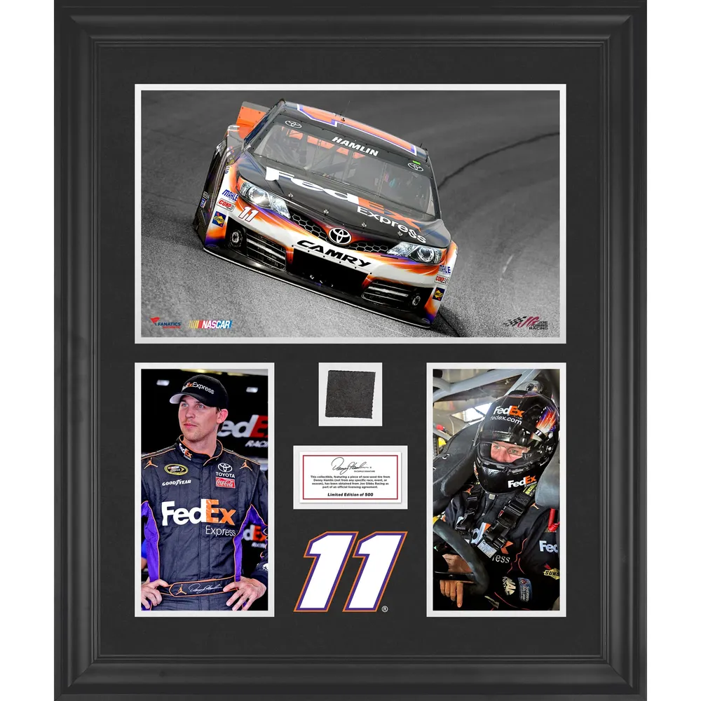 Lids Denny Hamlin Fanatics Authentic Framed 3-Photograph Collage with  Race-Used Tire-Limited Edition of 500