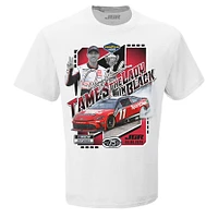 T-shirt noir à damier pour homme, Denny Hamlin, vainqueur de la course Goodyear 400 2025