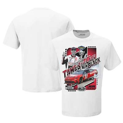 T-shirt noir à damier pour homme, Denny Hamlin, vainqueur de la course Goodyear 400 2025