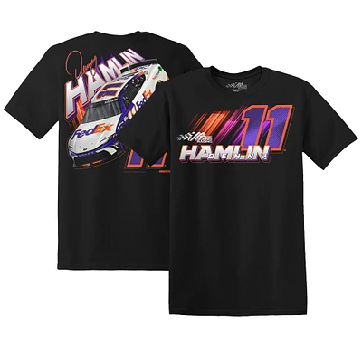 T-shirt de voiture noir Denny Hamlin FedEx la collection Joe Gibbs Racing Team pour hommes