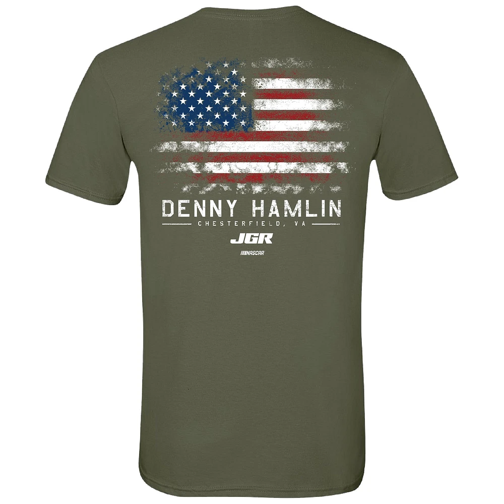 Men's Joe Gibbs Racing Team Collection Green Denny Hamlin Flag T-Shirt