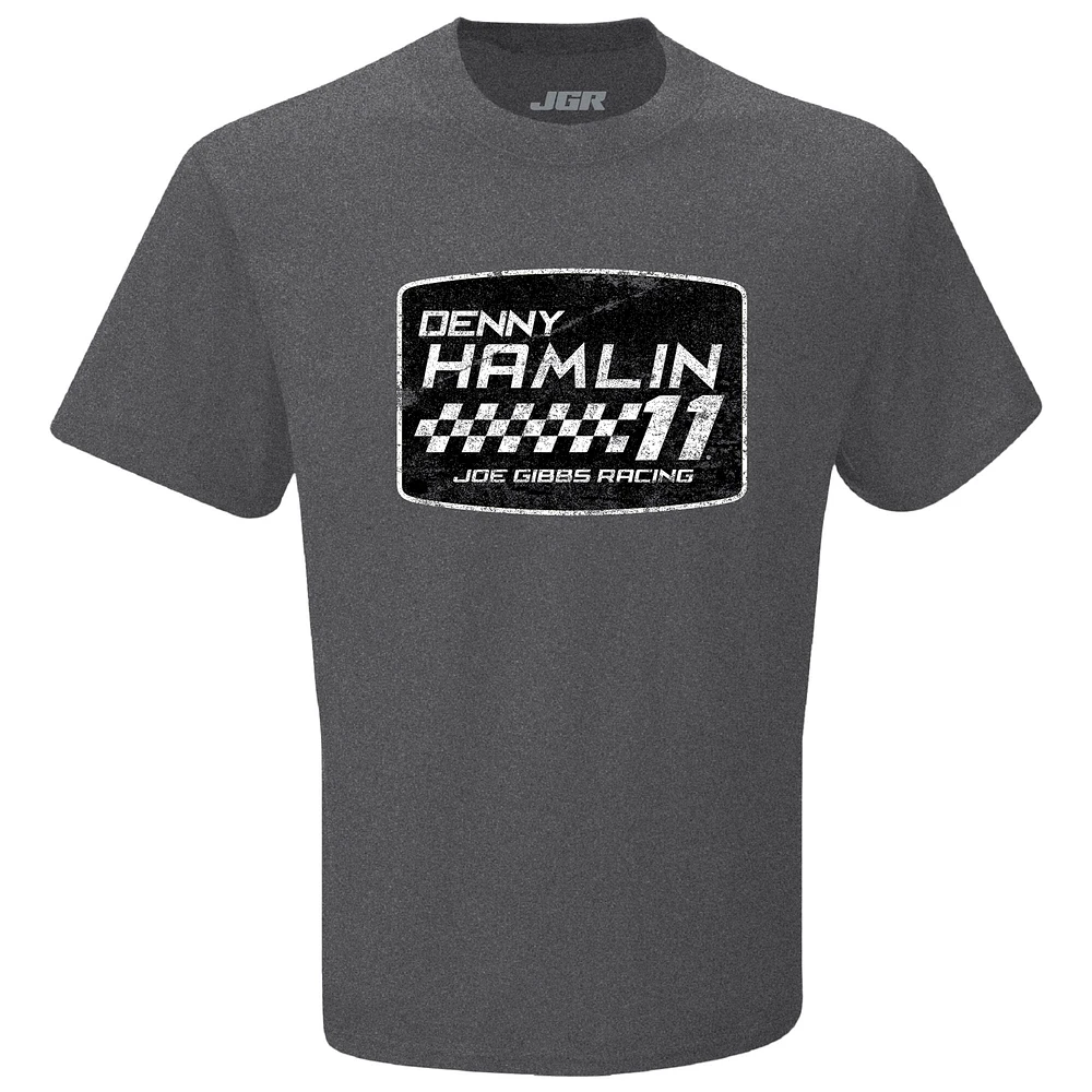 Men's Joe Gibbs Racing Team Collection Heather Charcoal Denny Hamlin Vintage T-Shirt