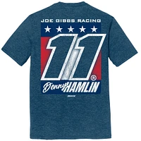 Men's Joe Gibbs Racing Team Collection Heather Navy Denny Hamlin Name & Number Tri-Blend T-Shirt