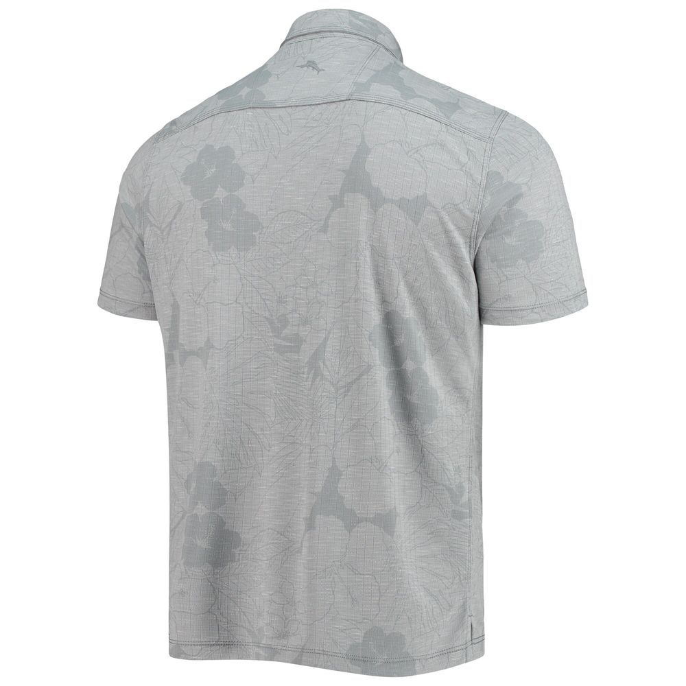 Men's Tommy Bahama Gray Denny Hamlin Miramar Blooms Polo