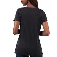 T-shirt à col en V noir Denny Hamlin Snap G-III 4Her by Carl Banks pour femme