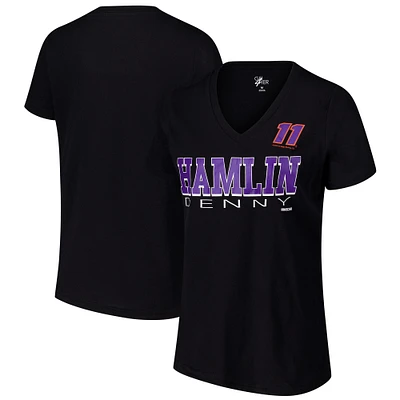 T-shirt à col en V noir G-III 4Her de Carl Banks pour femme avec stratégie Denny Hamlin