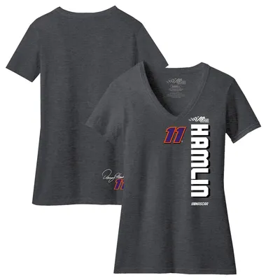 Denny Hamlin Joe Gibbs Racing Team Collection Women's Lifestyle 2-Spot V-Neck T-Shirt - Charcoal