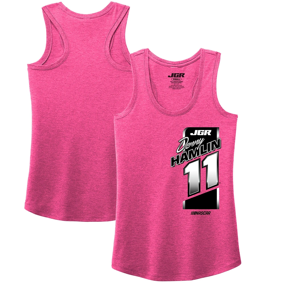 Women's Joe Gibbs Racing Team Collection Pink Denny Hamlin Name & Number Racerback Tank Top