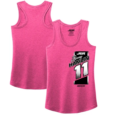 Women's Joe Gibbs Racing Team Collection Pink Denny Hamlin Name & Number Racerback Tank Top